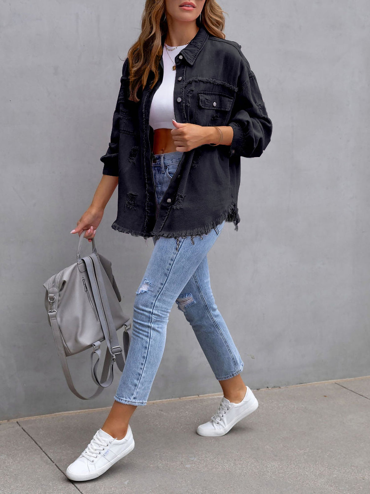 Long Sleeves Button Down Denim Jean Jacket