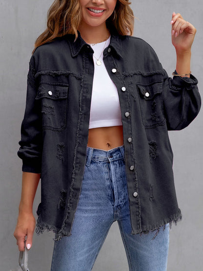 Long Sleeves Button Down Denim Jean Jacket