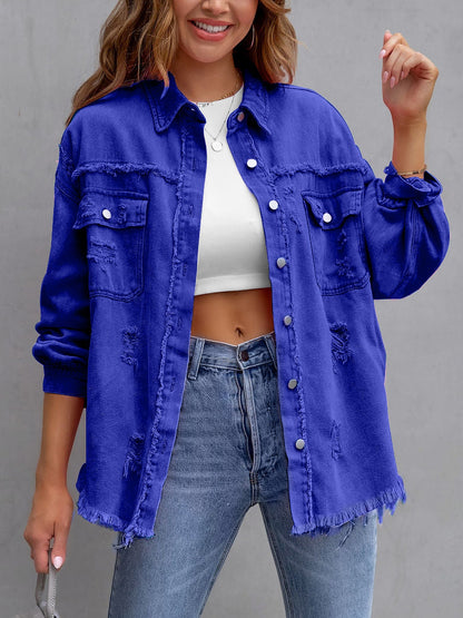 Long Sleeves Button Down Denim Jean Jacket