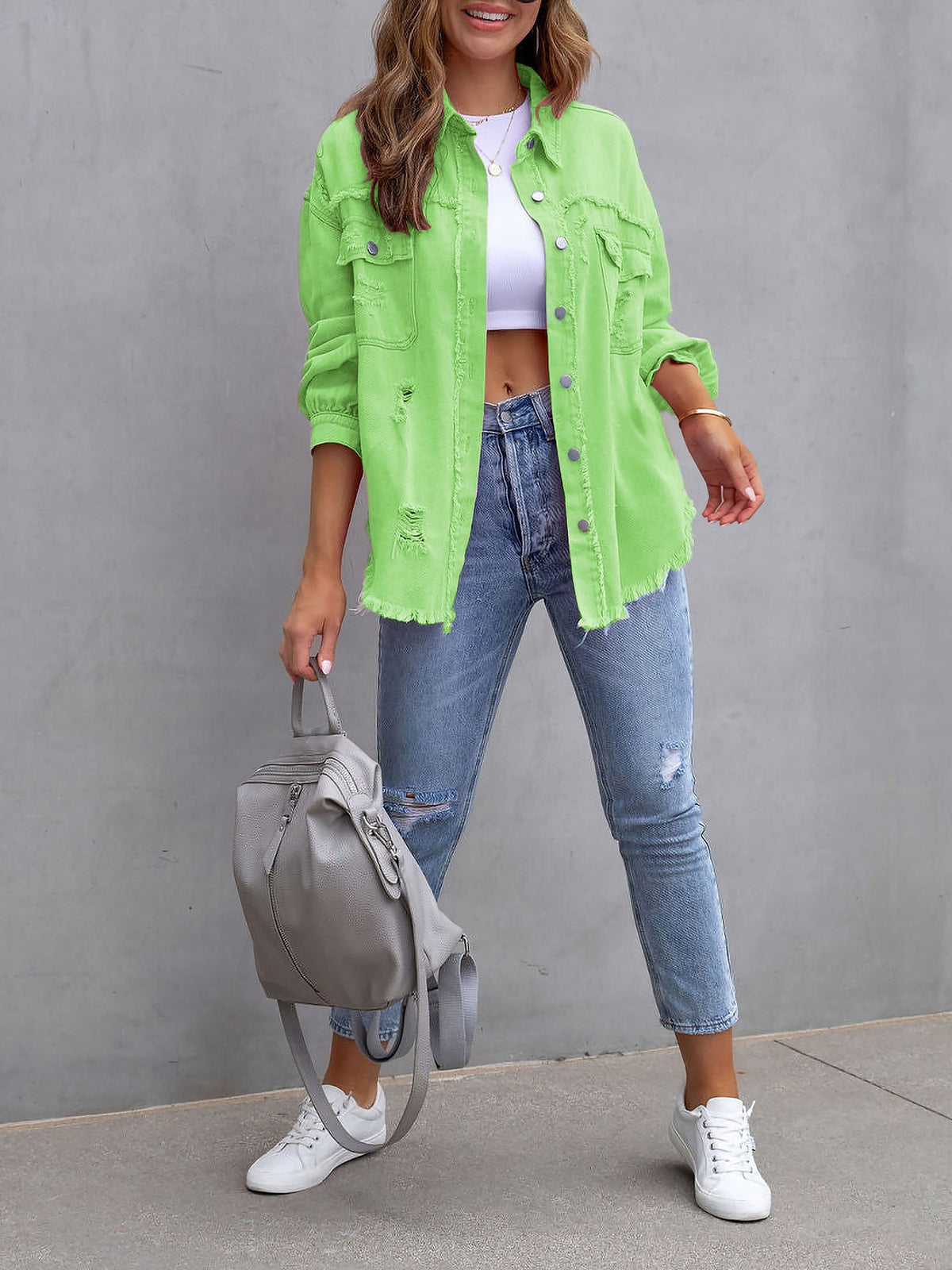 Long Sleeves Button Down Denim Jean Jacket