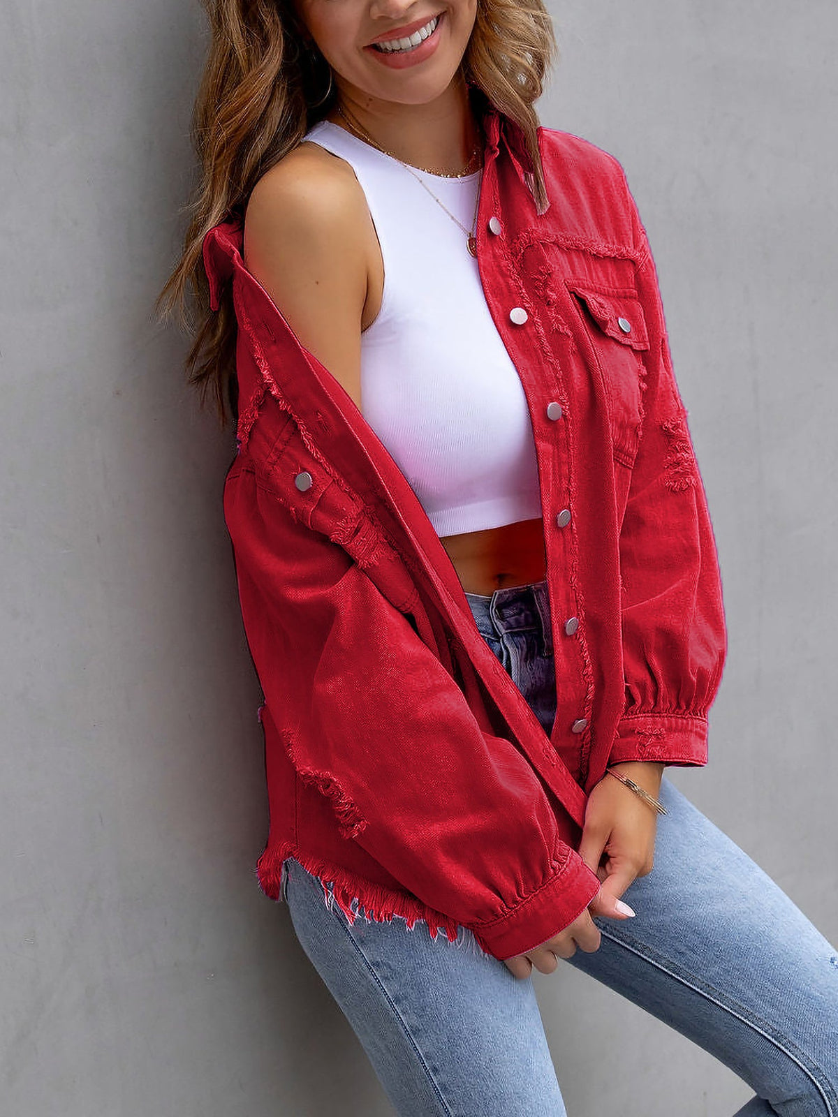 Long Sleeves Button Down Denim Jean Jacket