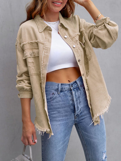 Long Sleeves Button Down Denim Jean Jacket
