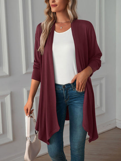Solid Color Long Sleeve Open Front Cardigants
