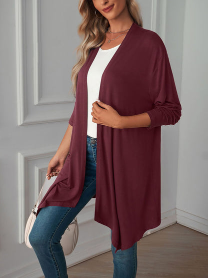 Solid Color Long Sleeve Open Front Cardigants