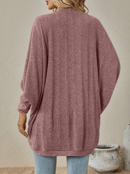Bat Sleeve Loose Knitted Solid Color Cardigan