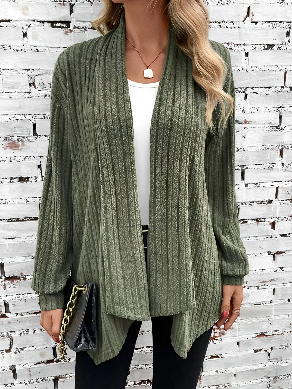 Long Sleeve Solid Color Open Front Cardigants
