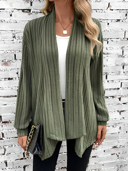 Long Sleeve Solid Color Open Front Cardigants