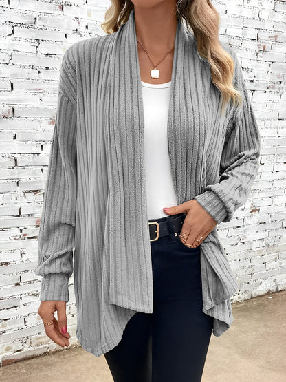 Long Sleeve Solid Color Open Front Cardigants