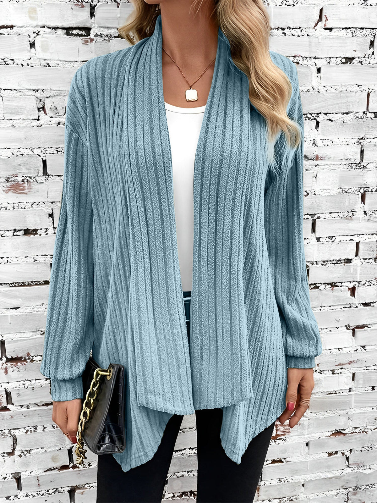 Long Sleeve Solid Color Open Front Cardigants