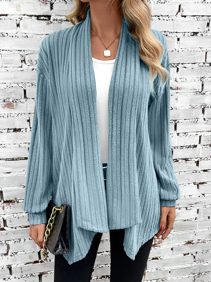 Long Sleeve Solid Color Open Front Cardigants