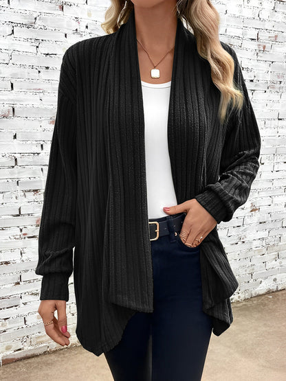 Long Sleeve Solid Color Open Front Cardigants
