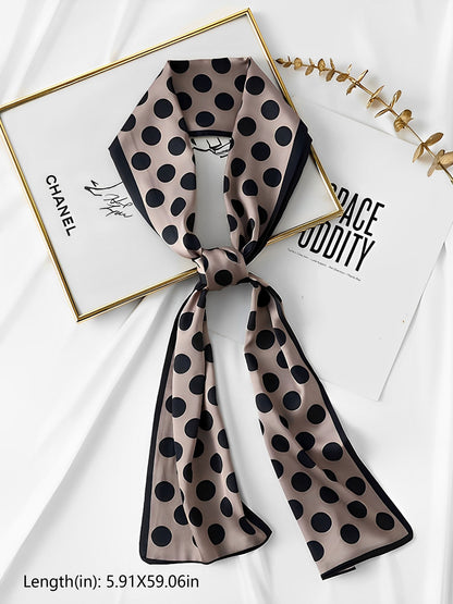 Polka Dot Print Headband Long Silky Scarf