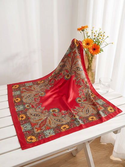 Boho Paisley Print Floral Large Square Scarf