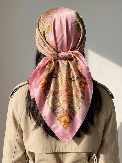 Boho Paisley Print Floral Large Square Scarf