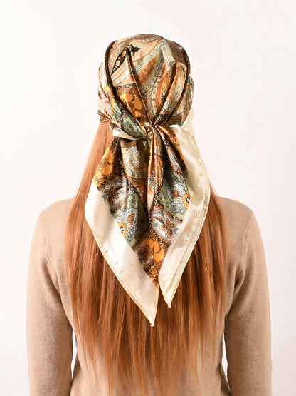 Boho Paisley Print Floral Large Square Scarf
