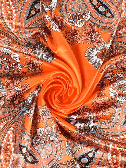 Boho Paisley Print Floral Large Square Scarf