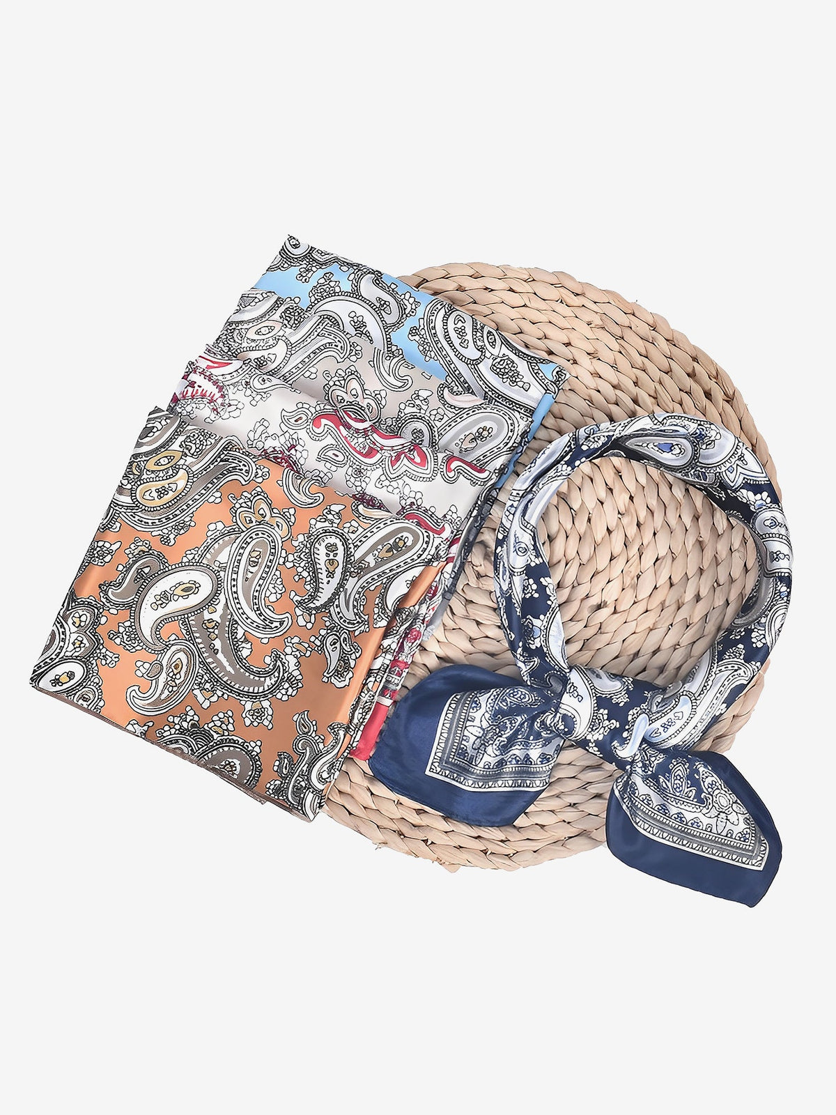 Boho Paisley Print Satin Square Scarf