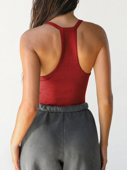 Solid Color Sleeveless Knitted Tank Top