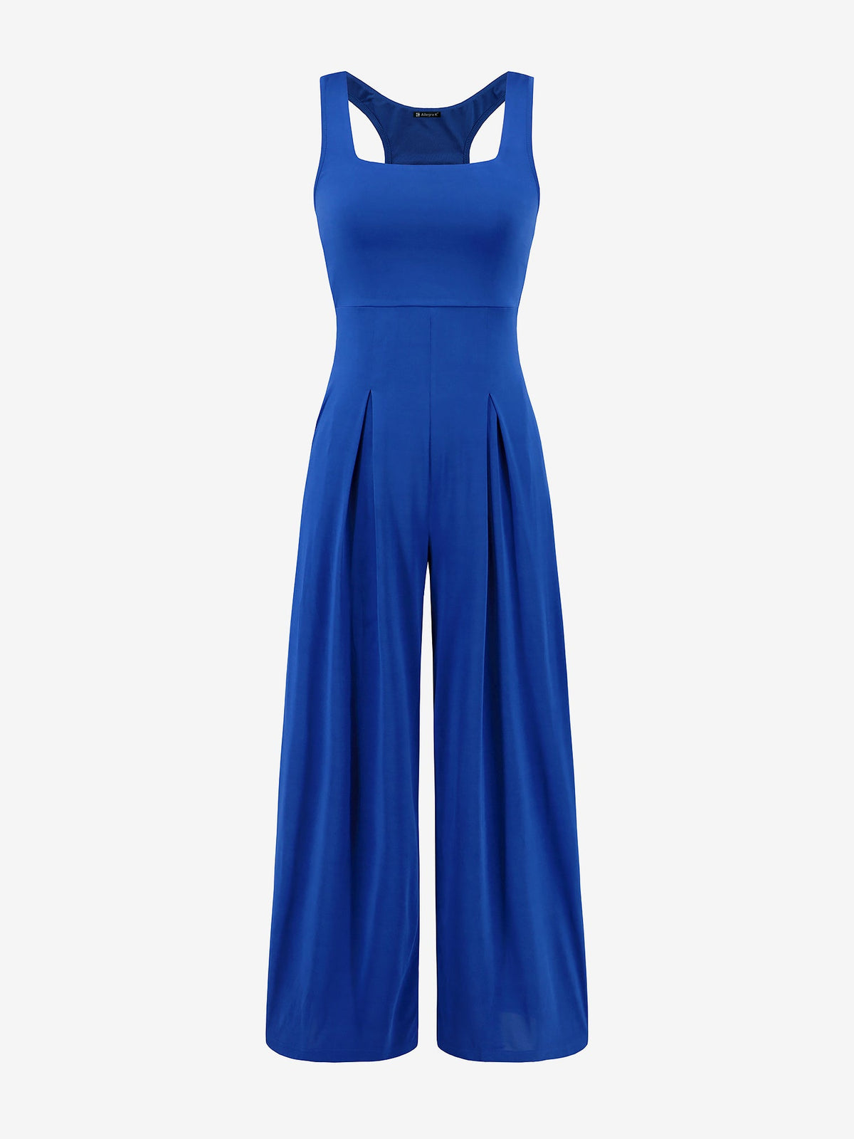 Solid Color Square Neck Sleeveless Wide Leg Jumpsuits
