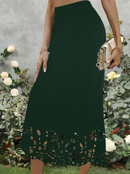 Solid Color Hollowed Out Fishtail Midi Skirt
