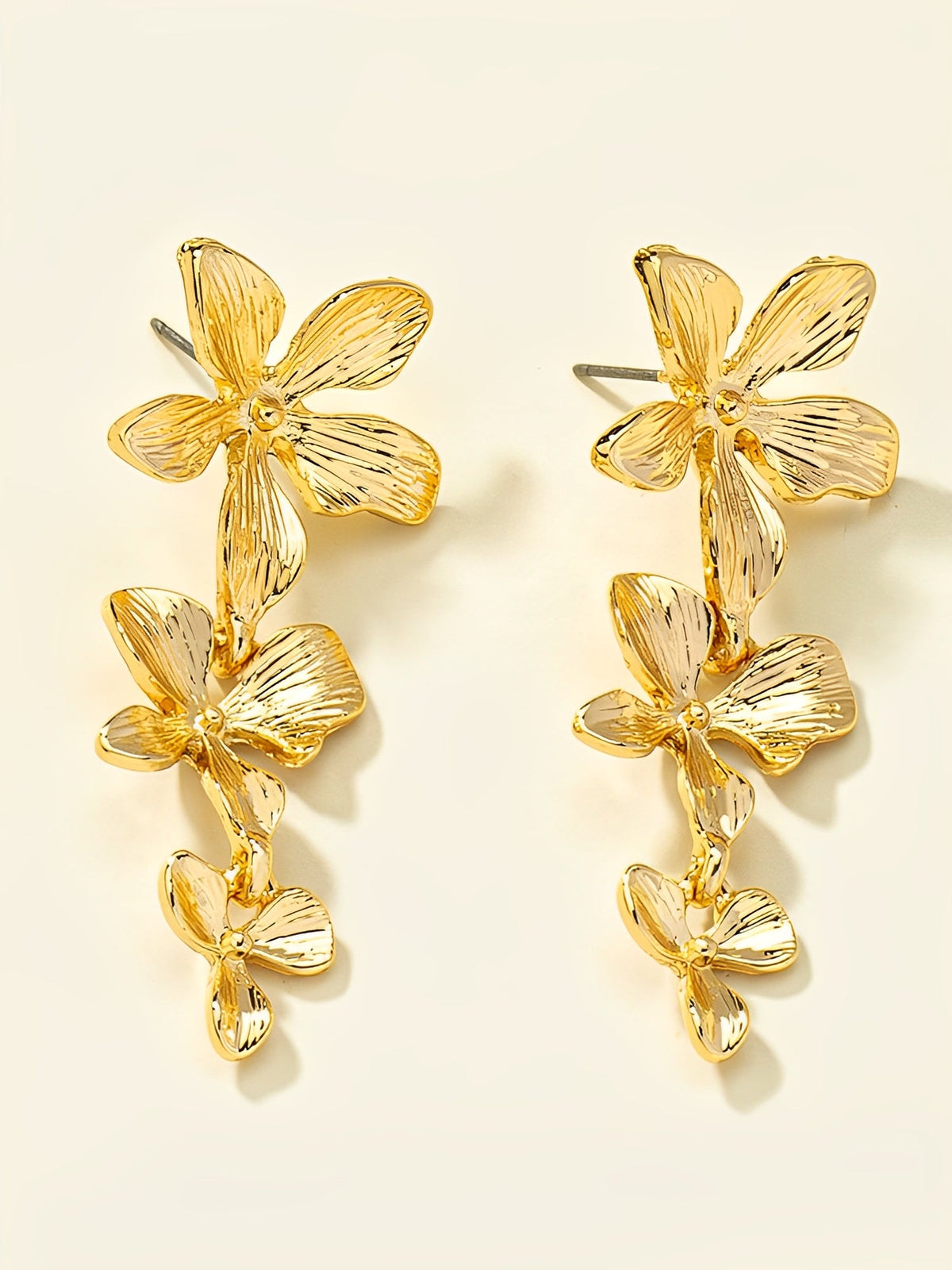 Flower Shape Irregular Metal Golden Alloy Earrings