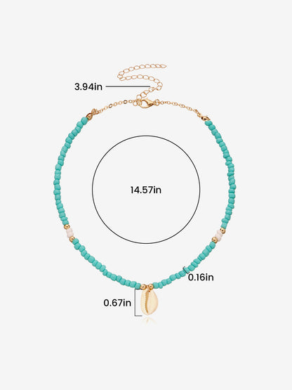 Ocean Style Simple Shell Pendant Beaded Necklace