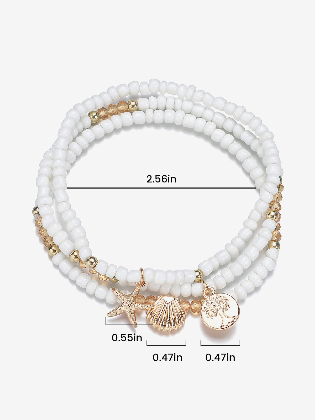 Rust-Resistant Ocean Style Alloy Pendant Beaded Adjustable Anklet Set