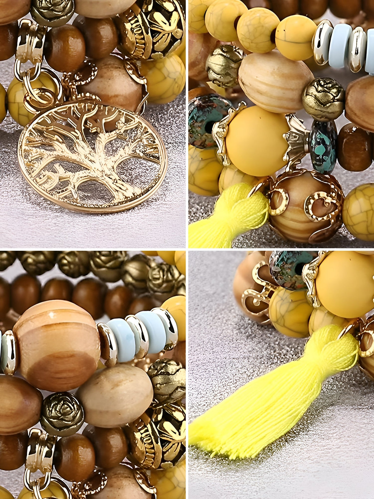 Bohemian Style Multi-Layered Wooden Beaded Bracelet