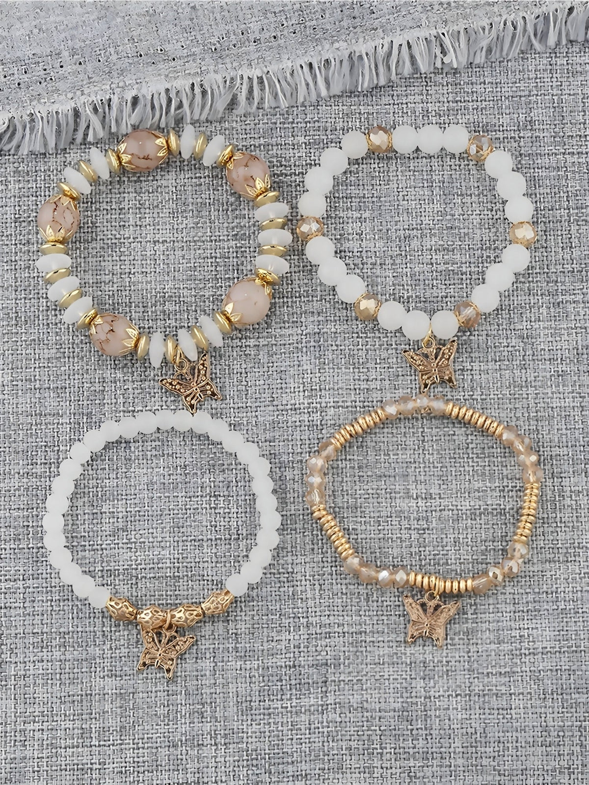 Bohemian Multi-Layered Beaded Butterfly Pendant Bracelets