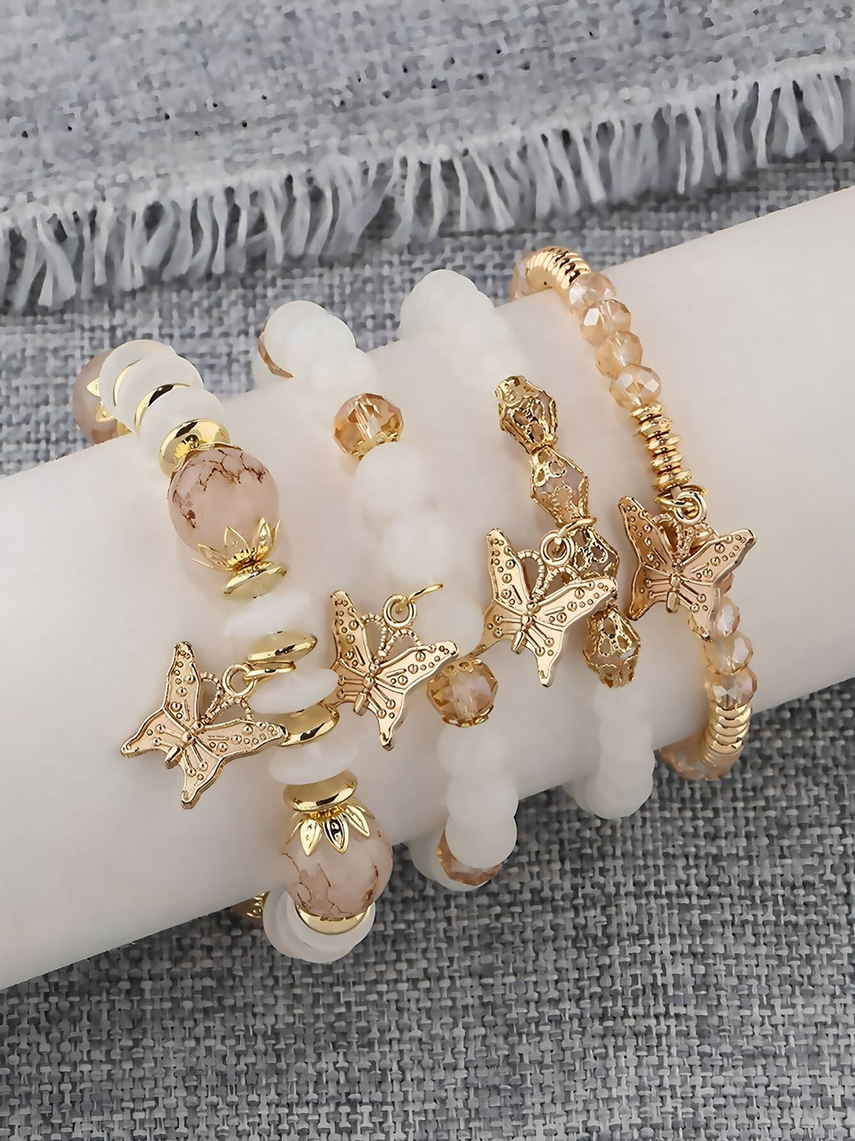 Bohemian Multi-Layered Beaded Butterfly Pendant Bracelets