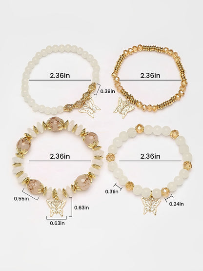 Bohemian Multi-Layered Beaded Butterfly Pendant Bracelets