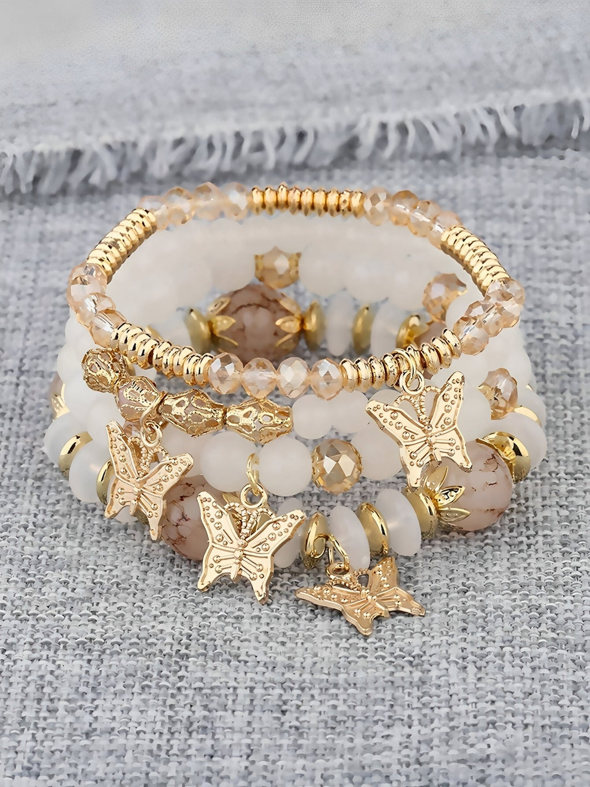 Bohemian Multi-Layered Beaded Butterfly Pendant Bracelets