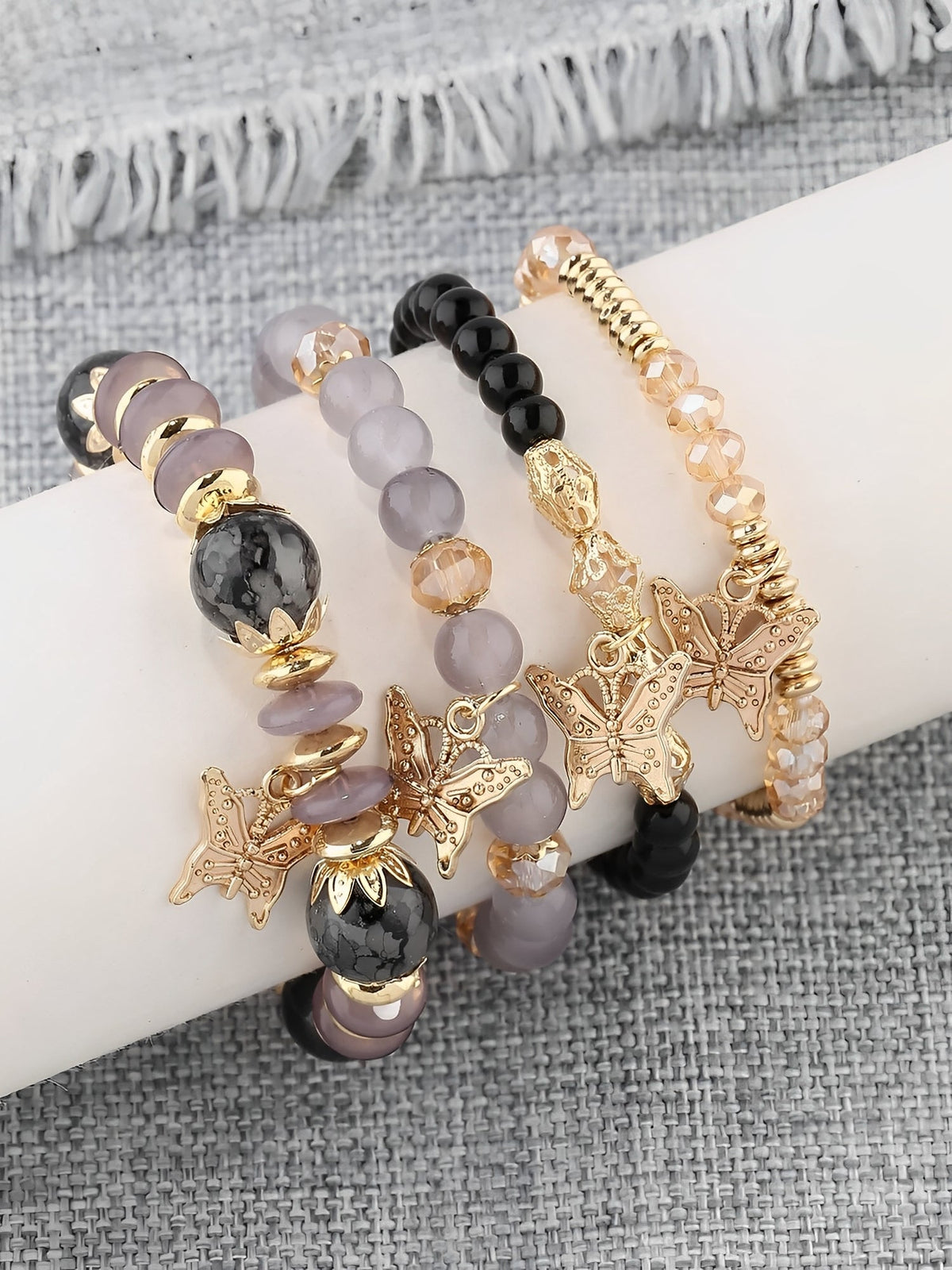 Bohemian Multi-Layered Beaded Butterfly Pendant Bracelets