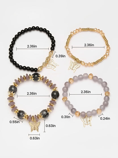 Bohemian Multi-Layered Beaded Butterfly Pendant Bracelets