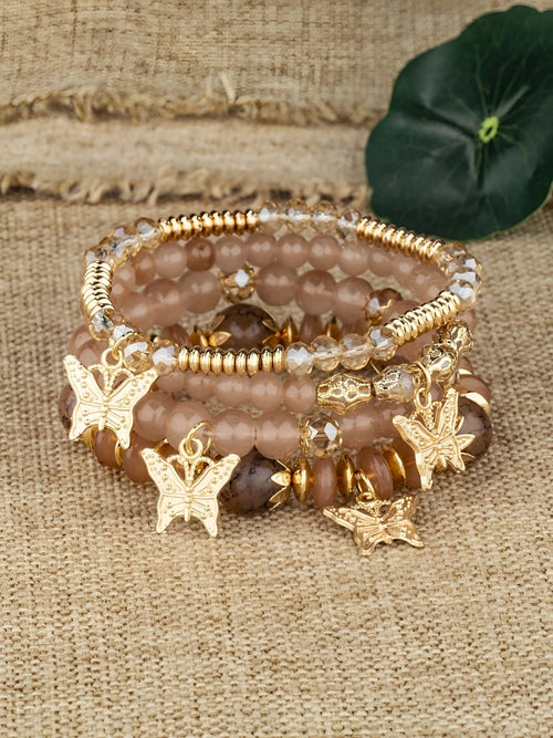 Bohemian Multi-Layered Beaded Butterfly Pendant Bracelets