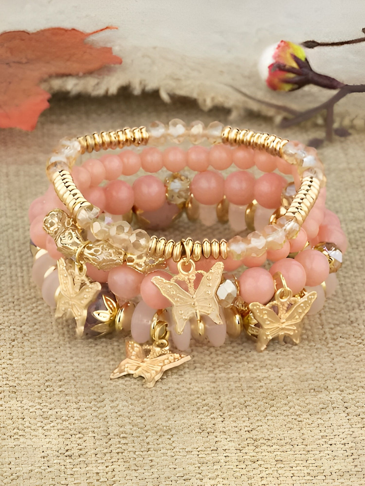 Bohemian Multi-Layered Beaded Butterfly Pendant Bracelets