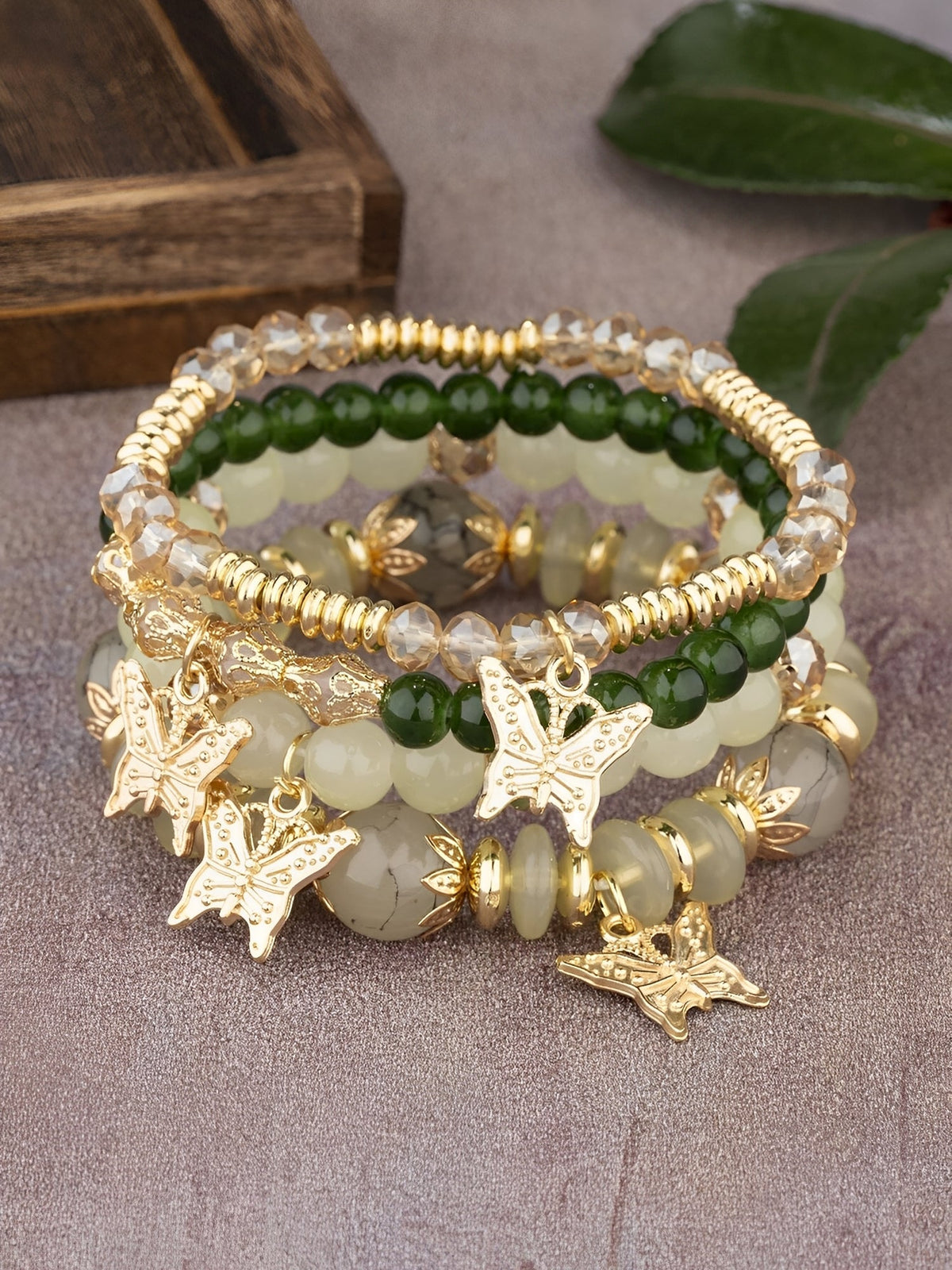 Bohemian Multi-Layered Beaded Butterfly Pendant Bracelets