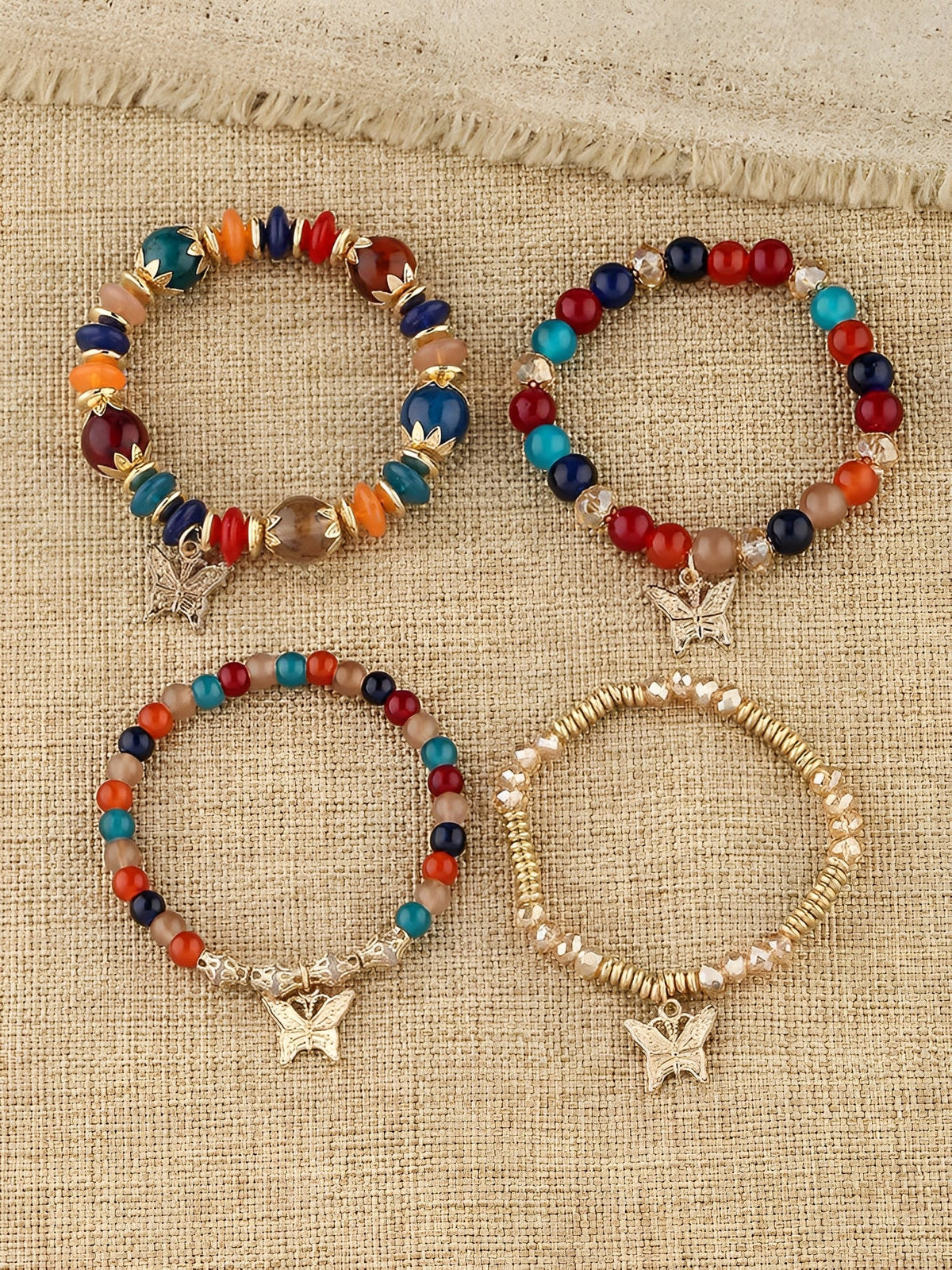 Bohemian Multi-Layered Beaded Butterfly Pendant Bracelets