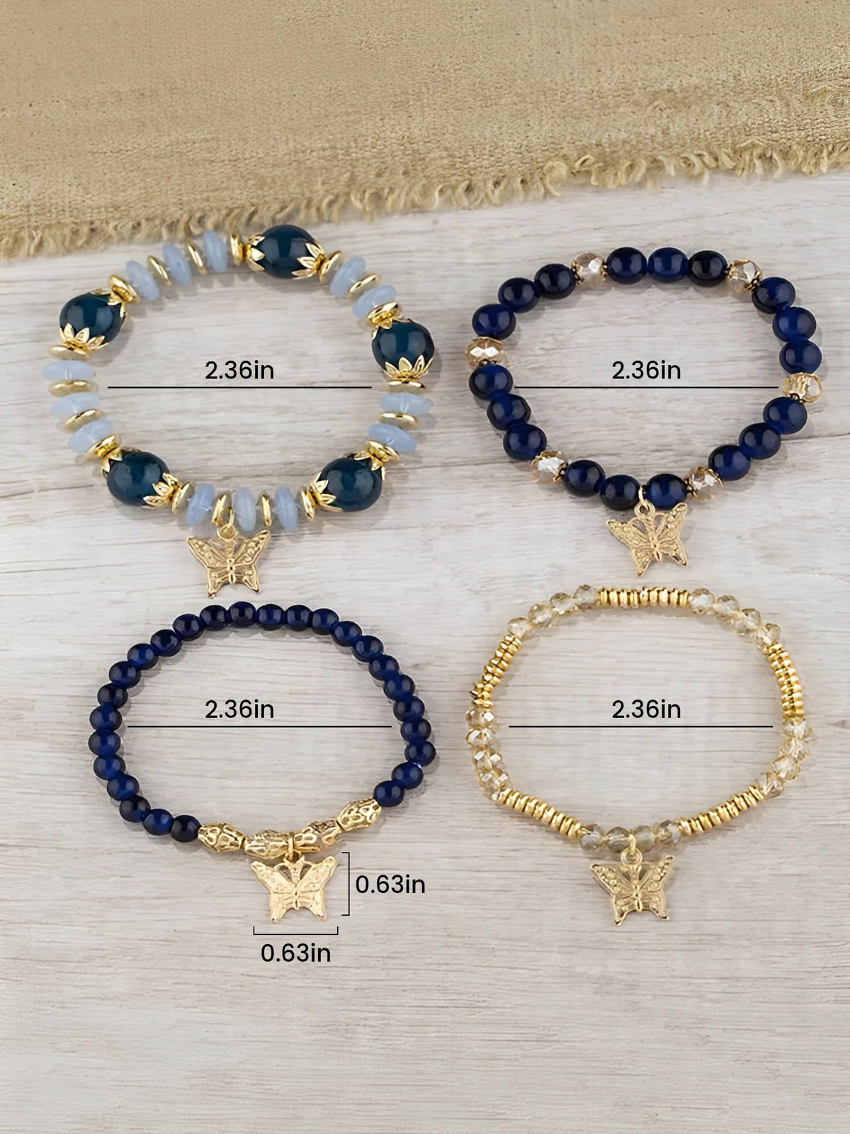 Bohemian Multi-Layered Beaded Butterfly Pendant Bracelets