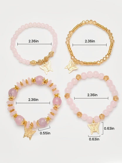 Bohemian Multi-Layered Beaded Butterfly Pendant Bracelets