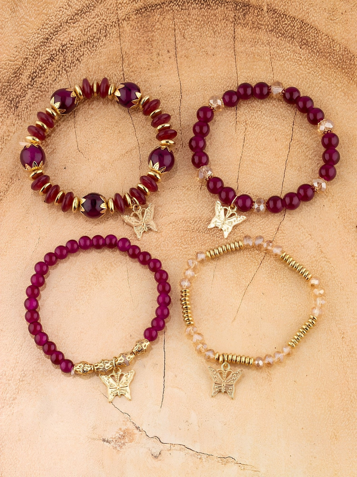 Bohemian Multi-Layered Beaded Butterfly Pendant Bracelets