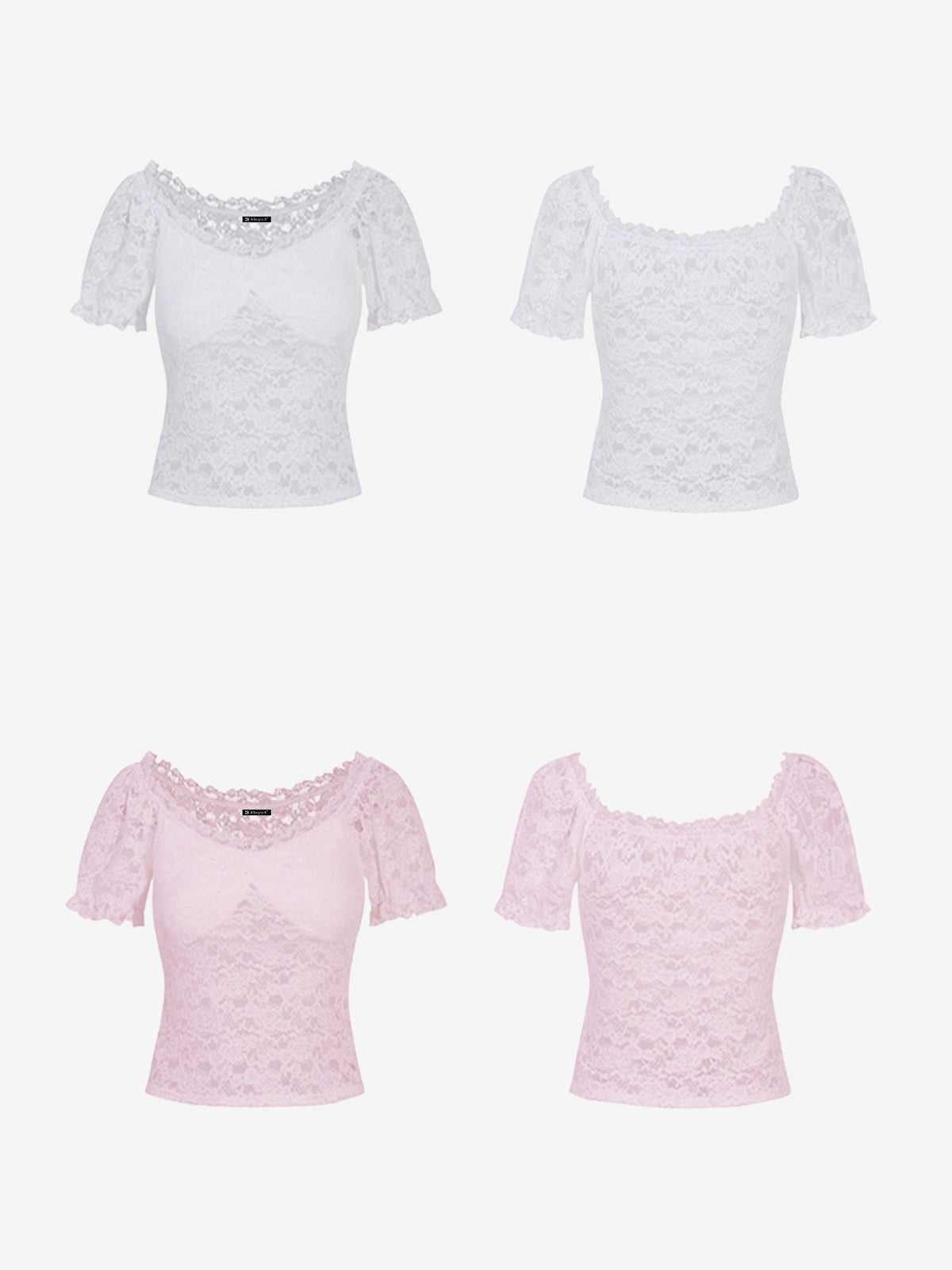 Y2K Style Lace Sheer Off Shoulder Blouse
