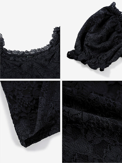 Y2K Style Lace Sheer Off Shoulder Blouse