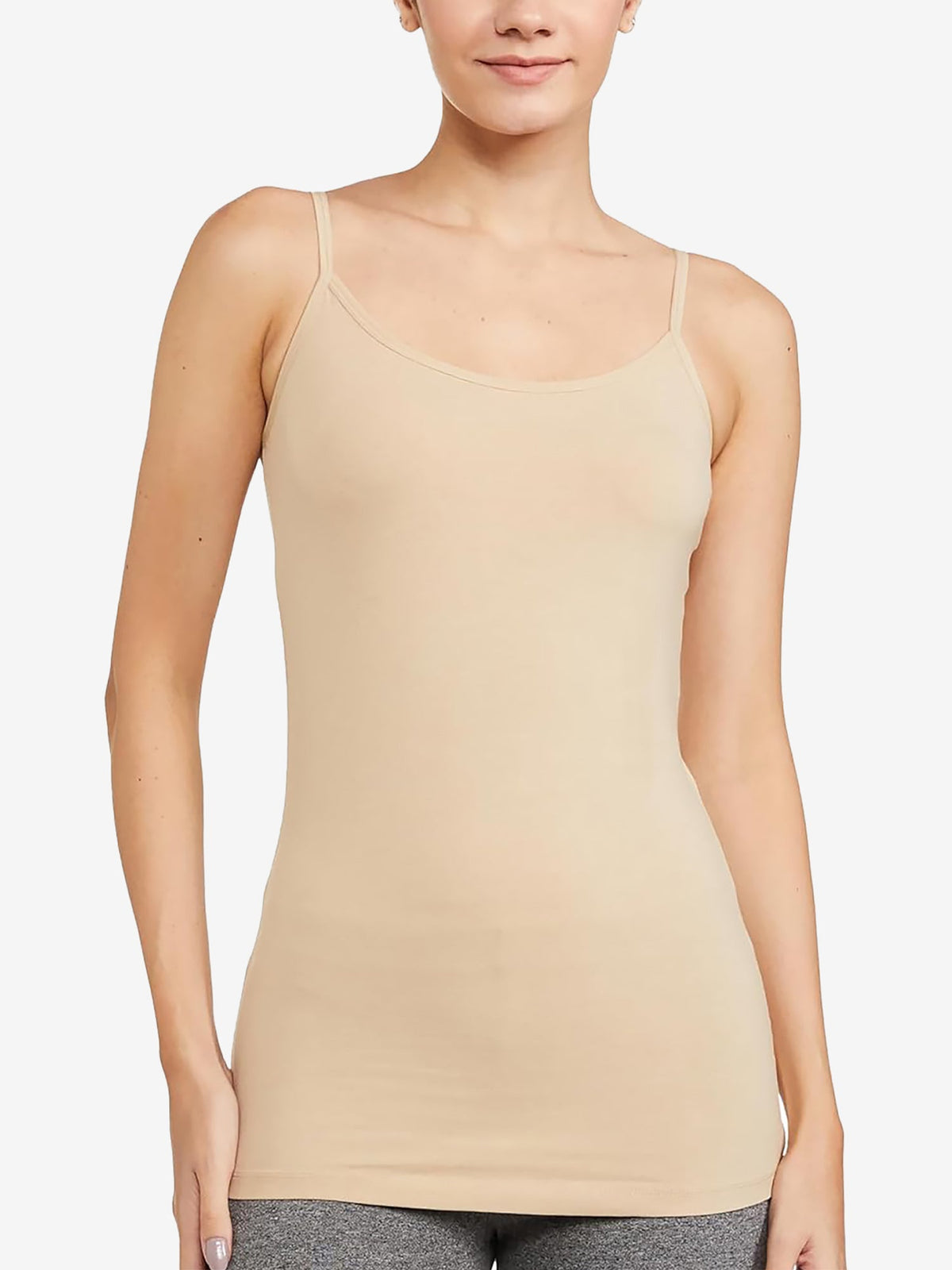 3 Pieces Spaghetti Strap Solid Color Padded Cami Top Set