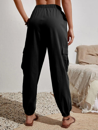 Cargo Solid Color Pocketed Casual Joggers Pants
