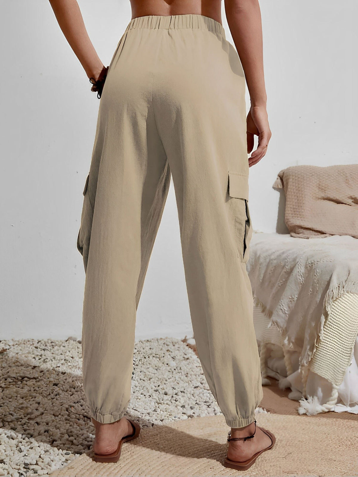 Cargo Solid Color Pocketed Casual Joggers Pants
