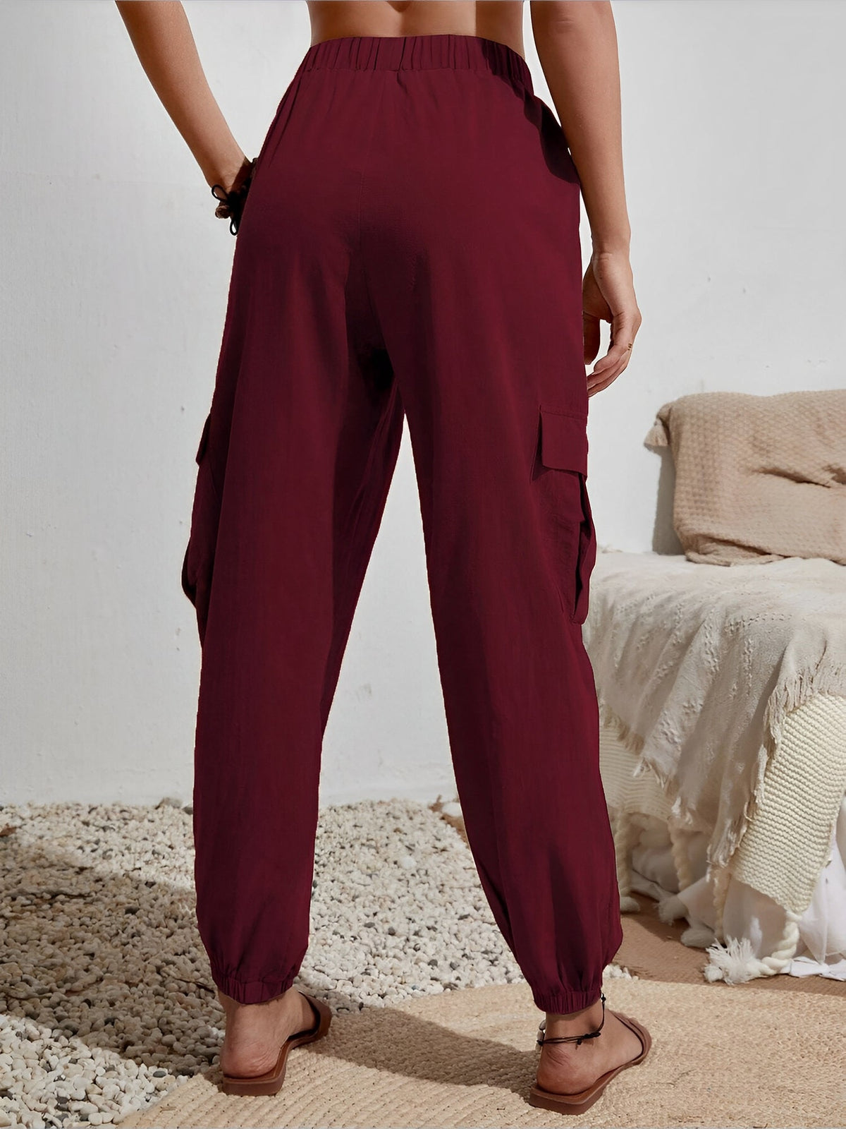 Cargo Solid Color Pocketed Casual Joggers Pants