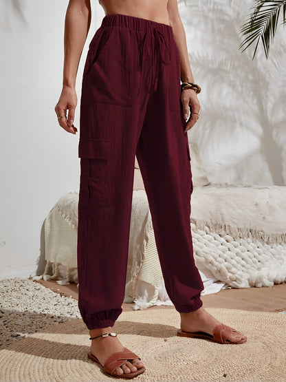 Cargo Solid Color Pocketed Casual Joggers Pants