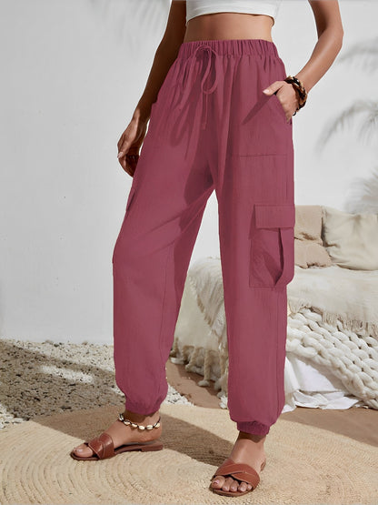 Cargo Solid Color Pocketed Casual Joggers Pants