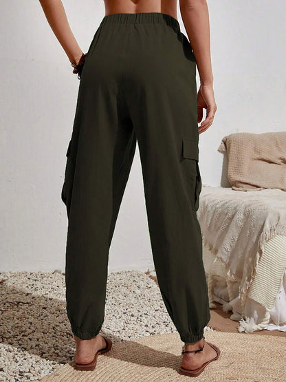 Cargo Solid Color Pocketed Casual Joggers Pants